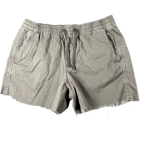Abercrombie Fitch Mens Large Gray Raw Hem Cotton Shorts Drawstring Elastic Waist - Picture 1 of 10